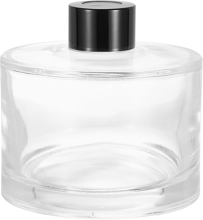 HARFINGTON 250ml/8.5oz Empty Glass Diffuser Bottle 3.5" x 3.6" Refillable Fragrance Accessories Aromatherapy Jar Container for Replacement Reed Diffuser DIY Home Bathroom Transparent
