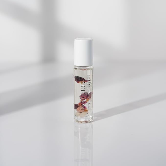 CRYSTAL + IRIE Crystal Infused Perfume Oil Roll-On – Long Lasting Fragrance Oil with Crystals & Botanicals – Alcohol Free Travel Size Perfume for Women – 10ml (Goddess Rose)