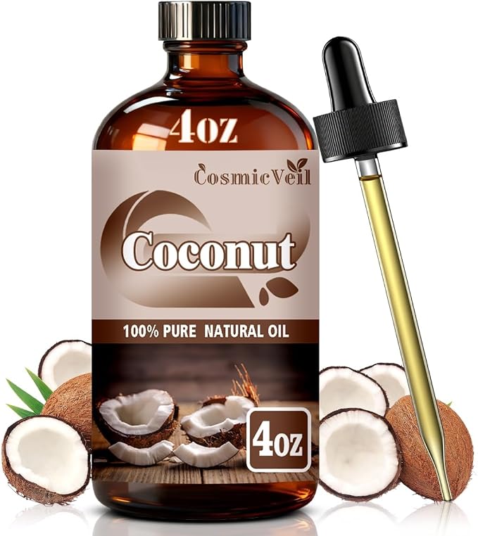 Coconut Essential Oil Coconut Oil for Aroma Diffuser,Humidifier,Home Fragrance,Cleaning,Body Care,Massage,Yoga,DIY Candle,DIY Soap CosmicVeil（Coconut，4 Fl Oz (Pack of 1)）