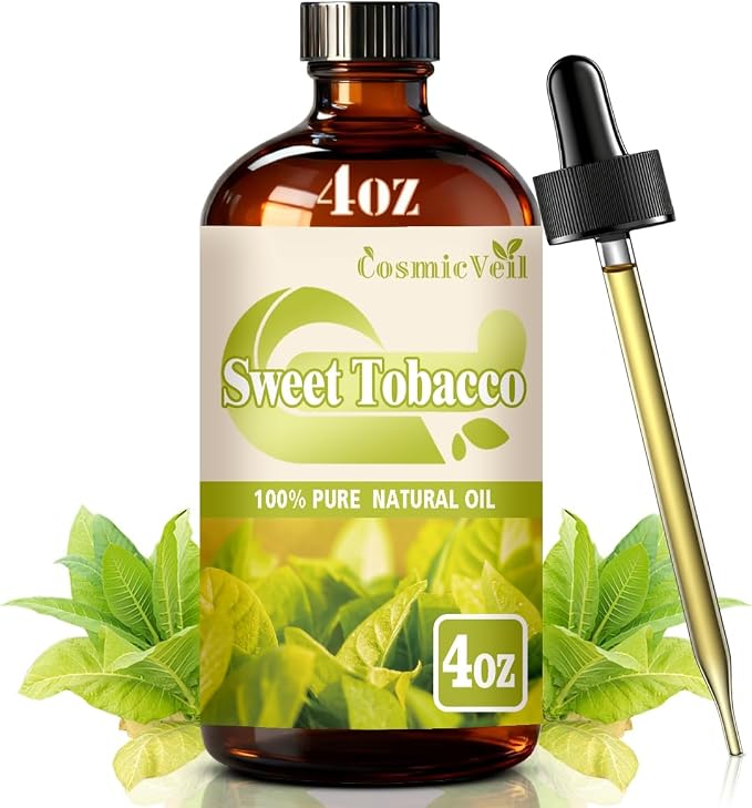 Sweet Tobacco Essential Oil Sweet Tobacco Oil for Aroma Diffuser,Humidifier,Home Fragrance,Cleaning,Body Care,Massage,Yoga,DIY Candle,DIY Soap CosmicVeil（Sweet Tobacco，4 Fl Oz (Pack of 1)）