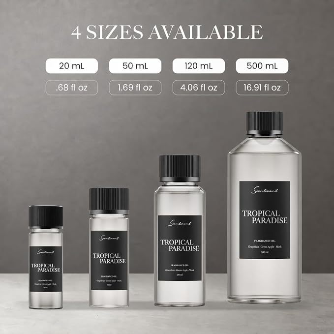 Scentiment Tropical Paradise Diffuser Oil - Premium Hotel Scent with Notes of Grapefruit, Green Apple & Musk Home Scent, Hotel Fragrance Oil Diffuser Refill - 4.06 fl oz (120 mL)