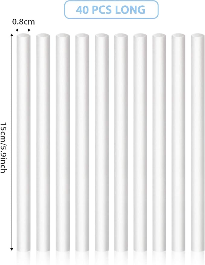 40 Pieces Humidifier Filter Cotton Refill Travel Mini Humidifier Filters Sticks Car Filters Replacement Parts for Portable Personal USB Powered Smart H20 in Office Bedroom(5.9 Inch)