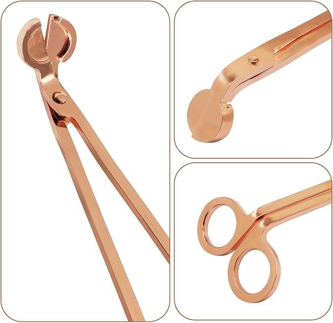 Candle Wick Trimmer, Stainless Steel Candle Wick Clipper Wick Cutter Scissor, Rose Gold