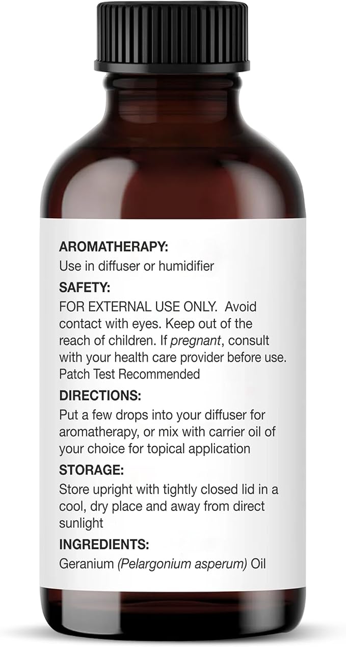 Majestic Pure Essential Oil with Glass Dropper - 100% Pure and Natural - Essential Oils for Diffuser, Aromatherapy, Soap and Candle Making, Geranium Essential Oil, Geranium Oil, 1 Fl Oz