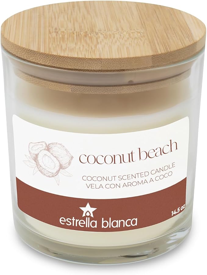 Coconut Beach Scented Candle, 14.5oz Soy Candle, Scented Candles for Home, Candles Gift for Women Men, Home Fragrance Decoration