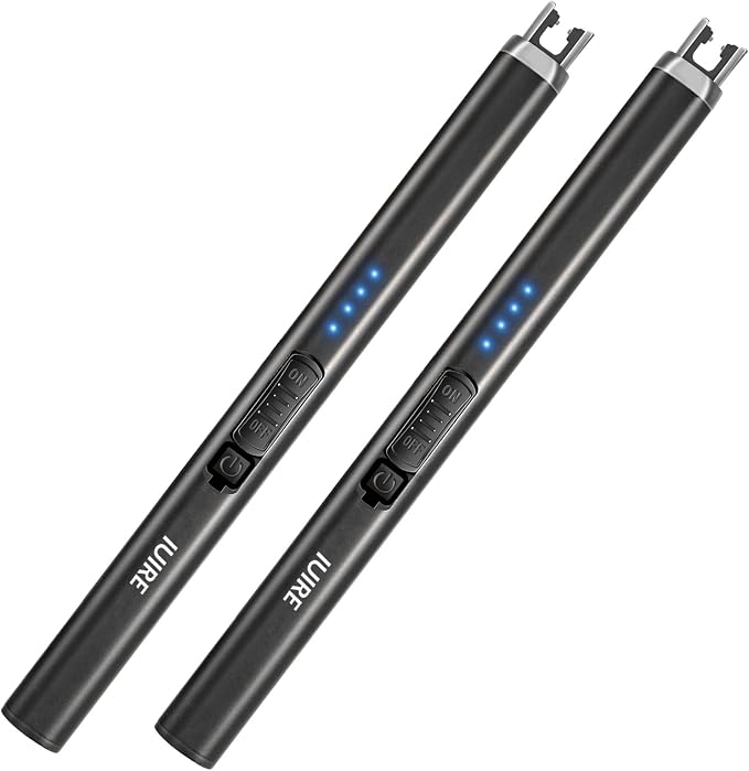 Electric Candle Lighter with Flashlight USB C Rechargeable Arc Lighters for Candles Windproof Plasma for Camping BBQ Stove Home Emergency with Safety Switch LED Battery Display