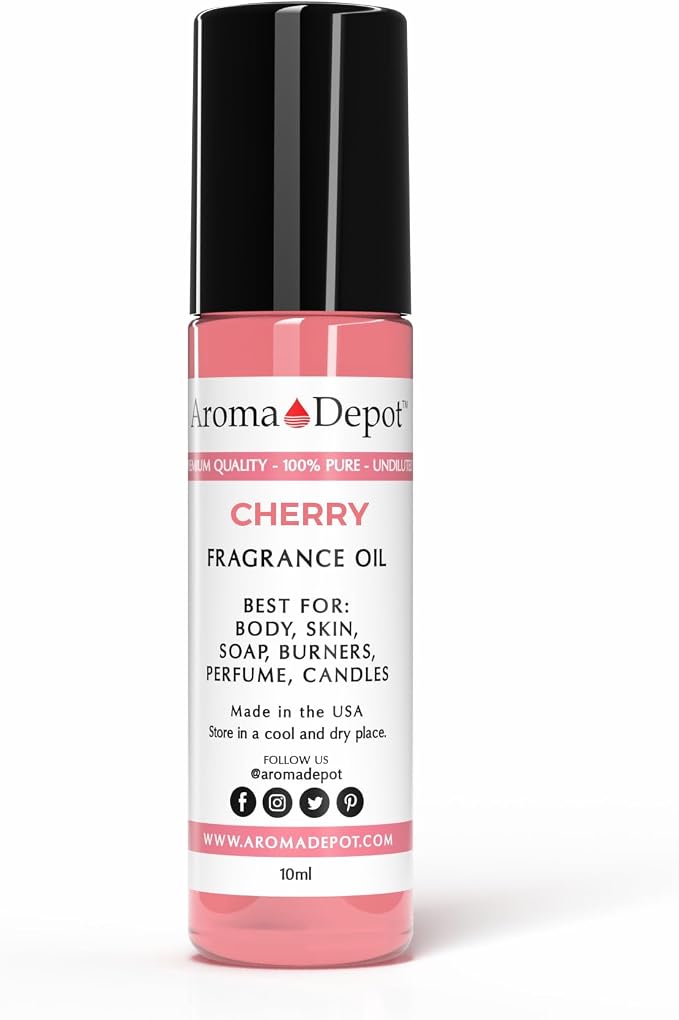Aroma Depot Cherry Roll On Perfume Oil 10ml – Alcohol Free Fragrance Body Oil – Skin Safe, Phthalate Free, Travel Size 0.33 Fl Oz
