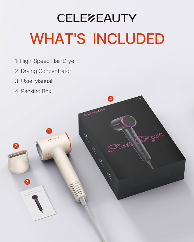 Hair Dryer, Professional High-Speed Ionic Blow Dryer, 110000 RPM Brushless Motor 5X Faster Drying, Temp Control, Low Noise, Lightweight Hairdryer, Hair Dryers with Magnetic Concentrator for Women&Men