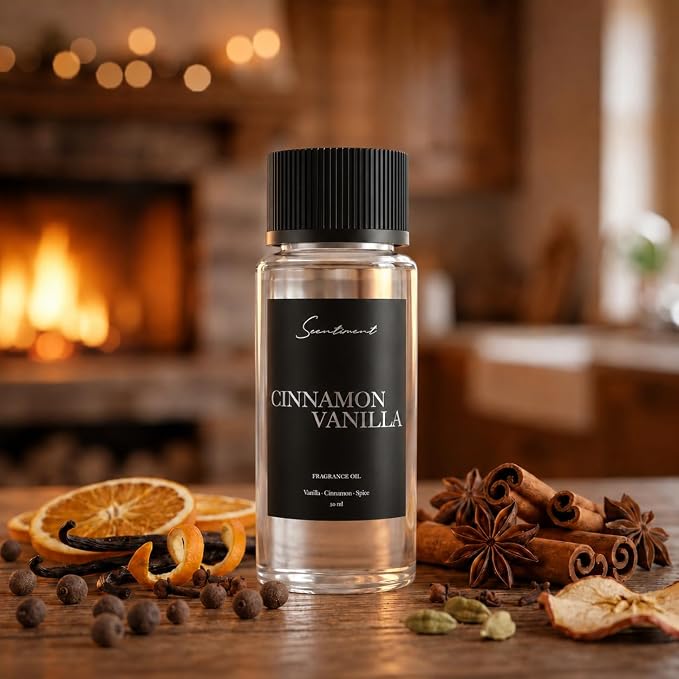 Scentiment Cinnamon Vanilla Diffuser Oil - Premium Hotel Scent with Notes of Cinnamon, Vanilla & Spice Home Scent, Aromatherapy Fragrance Oil Diffuser Refill - 1.69 fl oz (50 mL)