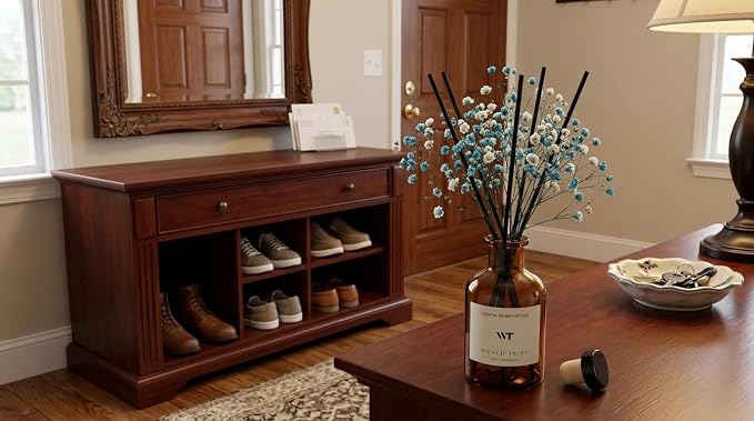 WEALD TRIBE Flower Reed Diffuser Set Ocean Mist & Sea Salt Scent for Bathroom Air Fresheners | 4.0 fl oz Essential Oils with Sticks Home Fragrance Defusers | House Bedroom Office Shelf Decor & Gift