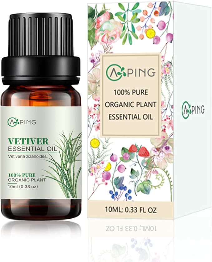 Vetiver Essential Oil - 100% Pure Organic Natural Plant (Vetiveria zizanoides) Vetiver Oil for Diffuser, Aroma, Massage, Perfume, 0.33oz