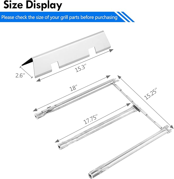 Spirit II E310 Parts 7636 Flavorizer Bars Burners for Weber Spirit Grill Parts Spirit 2 Replacement Parts GS4 Series 300 E-310 S-310 E-320 S-320 E-330 S-330 ii E-310 ii 330 Flavor Bars Burner Covers