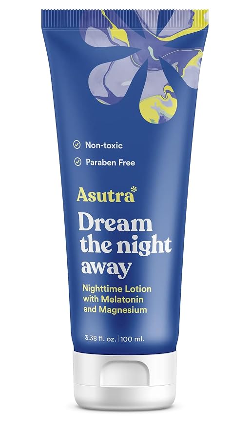 ASUTRA Dream the Night Away | Magnesium Lotion for Sleep, 100mL | With Melatonin for Sleep and Moisturizing Shea Butter, Nighttime Magnesium Cream w/Lemongrass Scent