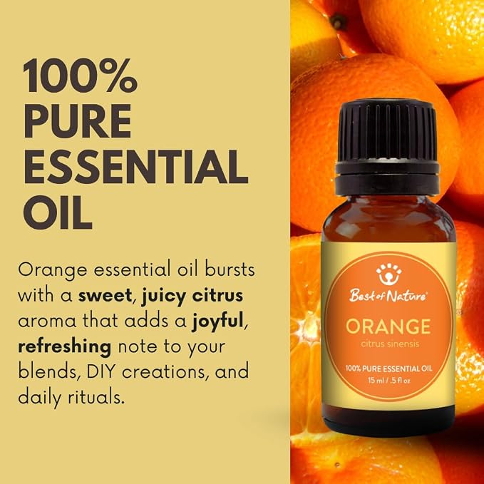 Best of Nature Essential Oil Gift Set – 100% Pure Oils for Diffuser, Aromatherapy, and DIY – Includes Lavender, Eucalyptus, Peppermint, Orange & Tea Tree