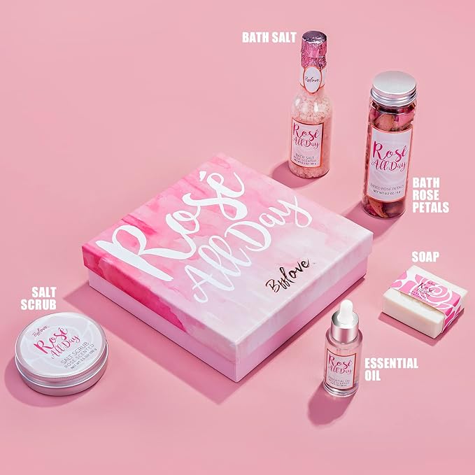 BFF LOVE 6 Pcs Rose Spa Set for Women, Spa Gifts for Women, Gift Set for Her, Spa Kit for Birthday, Mother's Day, Valentine's Day Gifts for Mom,Wife,Girlfriend