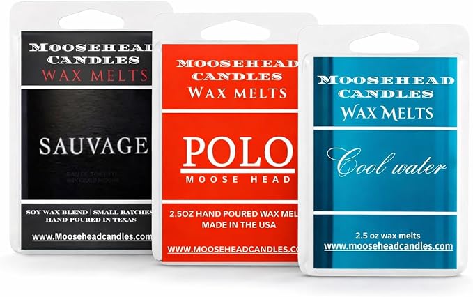 Moosehead Cologne Collection Wax Melts – 3 Pack – Inspired by Sauvage, Polo, & Cool Water Cologne- Poured in Small batches-Handmade in The USA