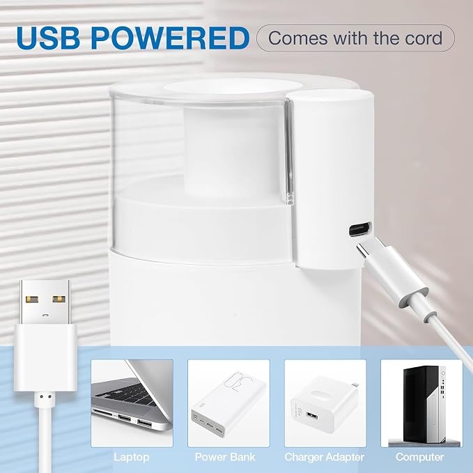 Mini Humidifier, Small Cool Mist Humidifier USB Personal Portable Quiet Table Desktop Humidifiers for Cooling Home Office Car Summer Travel (180ml, White)