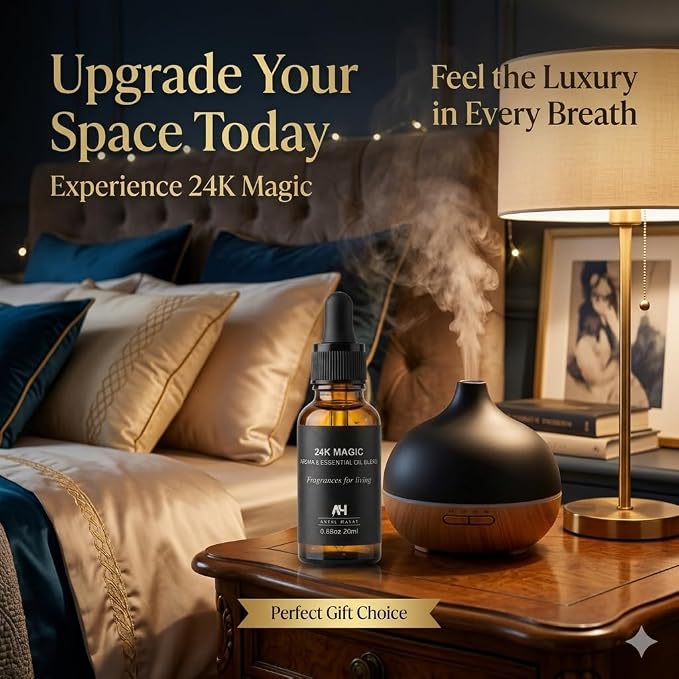 Hotel Diffuser Oil 24K Magic 20ml – Luxury Hotel Inspired Fragrance Oil Inspired by W Hotels – Premium Home Fragrance with Citrus and Jasmine - Home Luxury Scent with Glass Bottle with Dropper