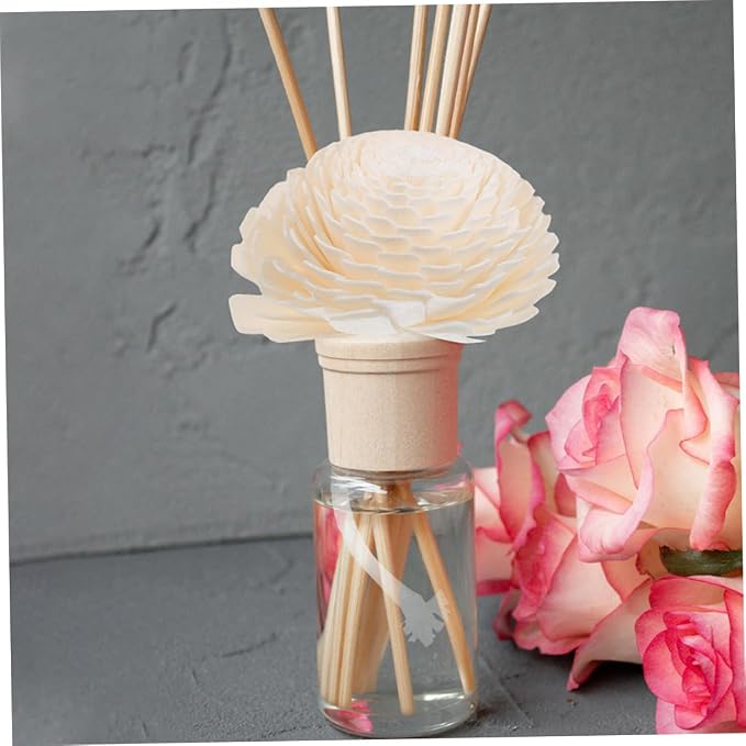 NOLITOY Diffuser Mixed Sola Flowers, Natural Material Cotton Reed Wood Flowers Decorative Refill Wood Diffuser with Rope