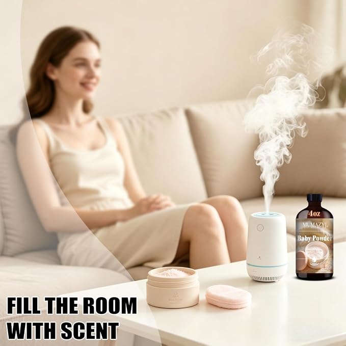 Baby Powder Fragrance Oil, Baby Powder Oil 4 Fl Oz 120ML for Diffuser Humidifier Yoga Cleaning DIY Candle Soap Making MUMAZYL Essential Oils