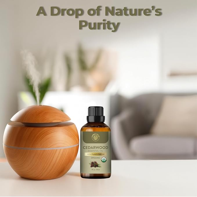 Cedarwood Essential Oil | USDA Certified Organic Cedarwood Oil | for Hair and Skin | Woody and Earthy Aroma for Diffuser | DIY Uses | 30ml