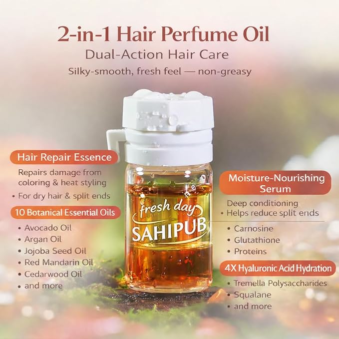 Hair Perfume Oil for Women, 40 Portable Bottles Hair Oil with 10 Scents, Hair Fragrance Gift Set, 2-in-1 Leave-In Hair Serum for Frizzy Dry Hair, Lightweight Non-Greasy, Long-Lasting Scent