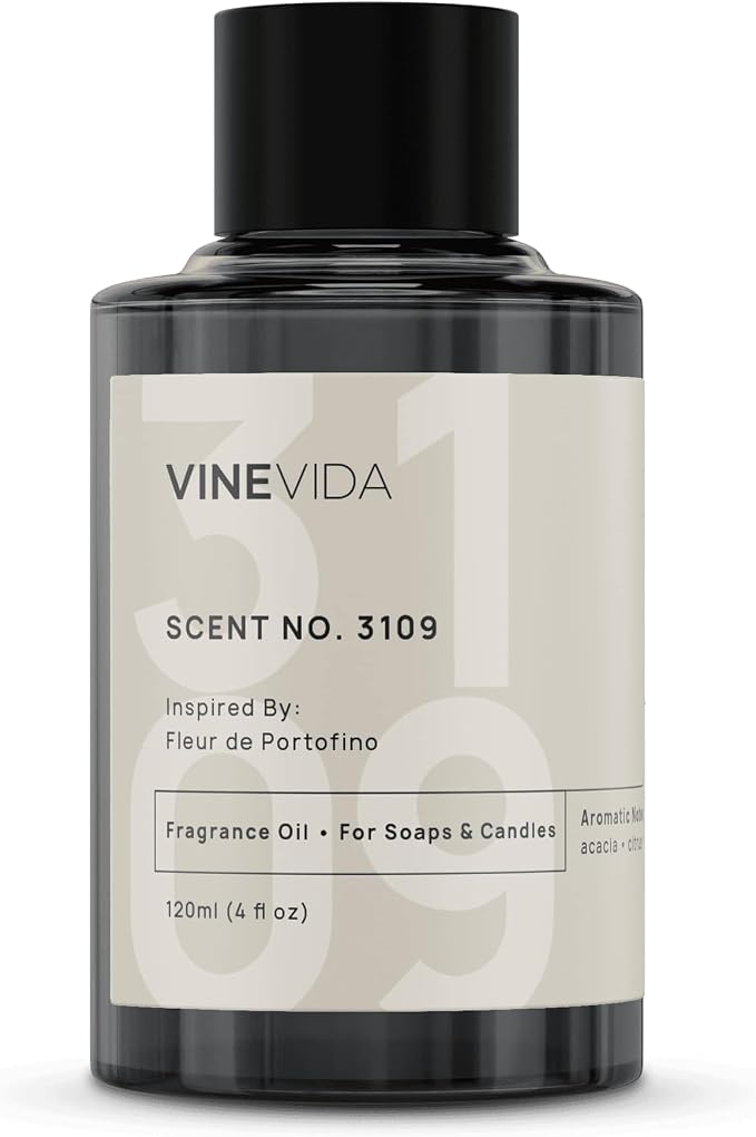 VINEVIDA Scent NO. 3109 Fragrance Oil - 120mL (4oz) - Inspired by: Fleur de Portofino Fragrance Oil for Candle Making - Made in USA Candle Scents Scents for Soap Making