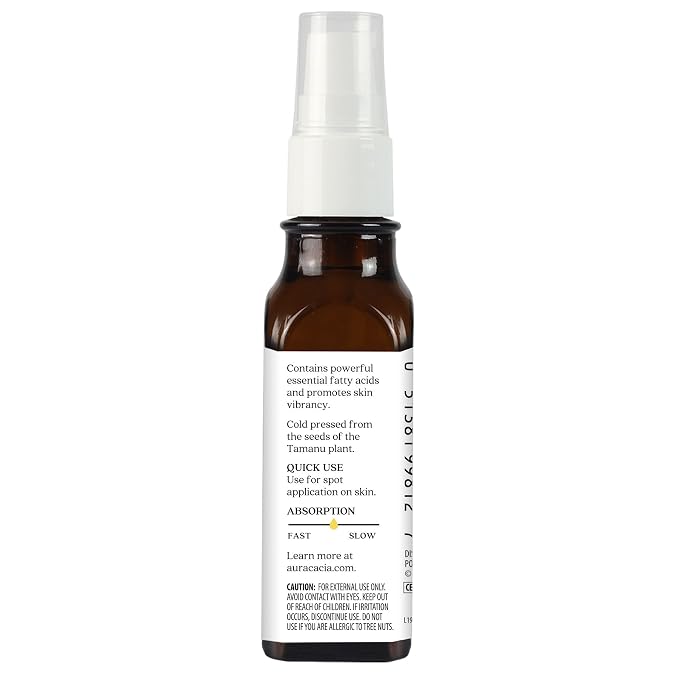 Aura Cacia Organic Natural Skin Care, Nourishing Tamanu Oil, 1 fluid ounce bottle