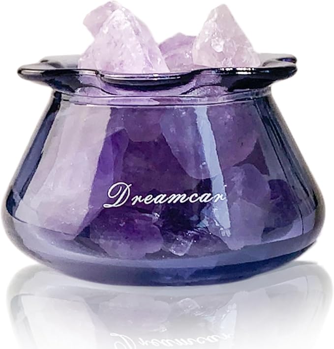 Glass Essential Oil Diffuser Bottle with Natural Crystal Stone Passive Aromatherapy Diffusers for Car Home Small Room Bathroom Living Room Hallway Desk Decorative (Pink Stone)