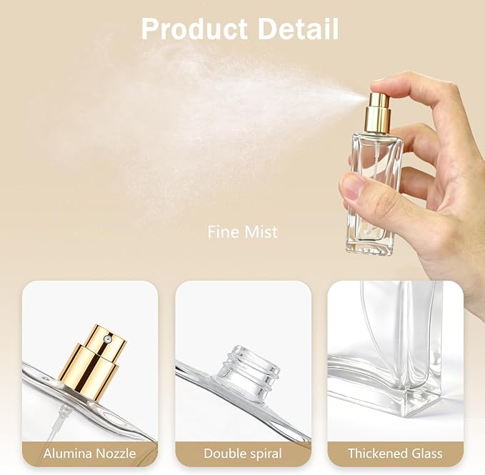 50ml Clear Glass Perfume Sprayer | Refillable, Travel Atomizer