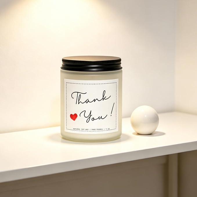 Thank You Scented Candle, Thank You Gifts, Appreciation Gifts for Moms, Dads, Friends, Sisters, Coworkers, Nurses, Principal, Teacher, Boss, Coworkers, Lavender & Eucalyptus, 100% Soy Wax, 7OZ