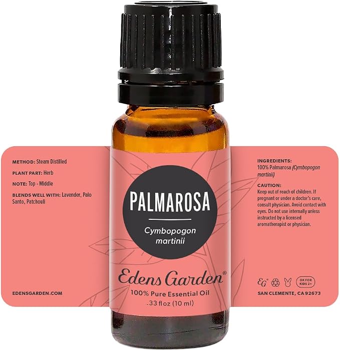 Edens Garden Palmarosa Essential Oil- 100% Pure Premium Grade, Undiluted, Natural, Therapeutic, Aromatherapy, The Best for Diffuser, Skin, Candle, Laundry 10 ml (.33 fl oz)