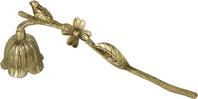 NIKKY HOME Gold Candle Snuffer, Vintage Candle Snuffer with Bird Flower, Elegant Candle Extinguisher Decorative Metal Wick Flame Snuffer Candle Accessory