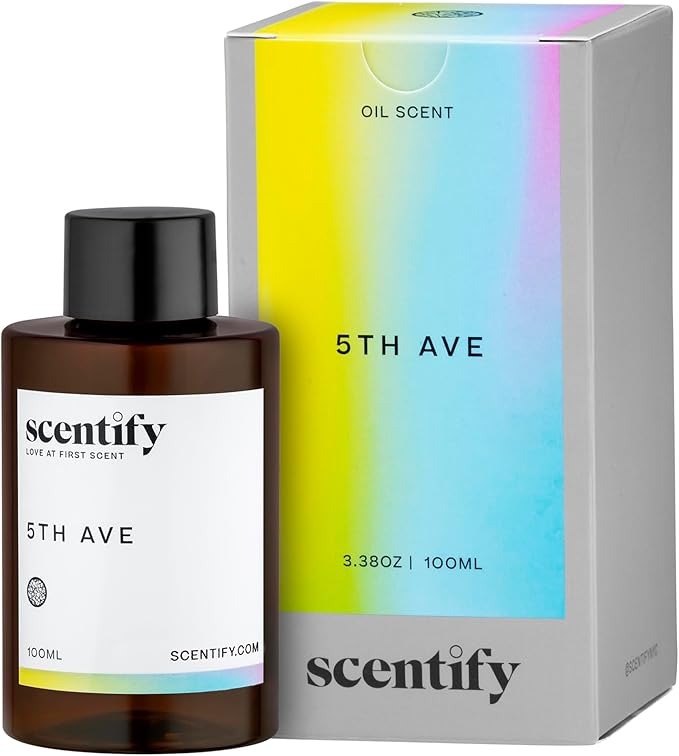 Scentify 5th Ave Aroma Oil Refill Scent for Oil Diffusers - Bergamot, Floral, Gardenia Scents - Luxurious Relaxing Aromatherapy Diffuser Fragrance 100ml, 3.38 oz