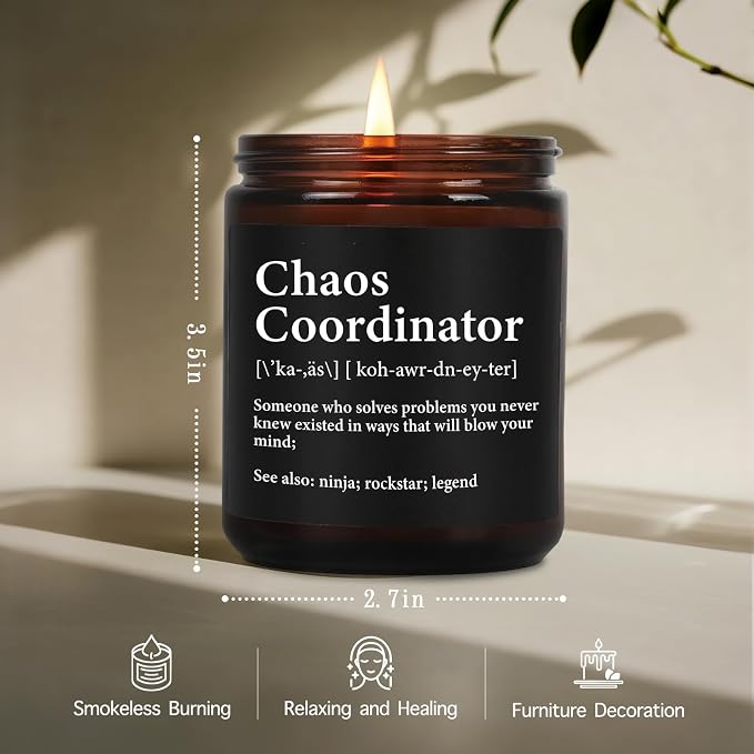Chaos Coordinator Candle Gifts for Women Men, Funny Staff Appreciation Gift for Boss Leader, Thank You Candle for Manager Office Coworkers Mom Dad Teacher Friend Her Him Work Anniversary-52