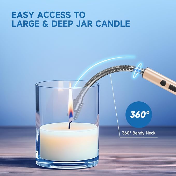 Flame bird 2 Pack Electric Candle Lighter Flameless Arc Windproof Flexible Long Neck USB Rechargeable Lighter Matches for BBQ Grill Fireworks Camping (Champange Gold)