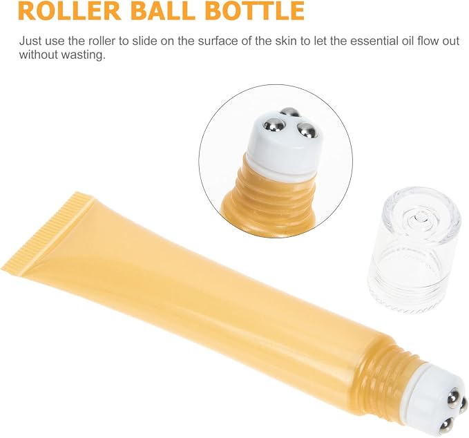 Beavorty 2Pcs Refillable Eye Cream Roller Tubes 4.76In Leakproof Essential Oil Dispenser Bottles for Face Skincare Massage Portable Travel Container