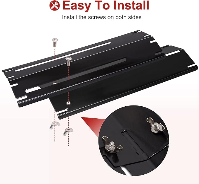 Universal Adjustable Grill Heat Plates/Heat Tents/Burner Covers/Heat Deflectors/BBQ Grill Heat Shields/Grill Cover Plates/Grill Diffusers for Gas Grill, Porcelain Steel Grill Replacement Parts (3Pack)