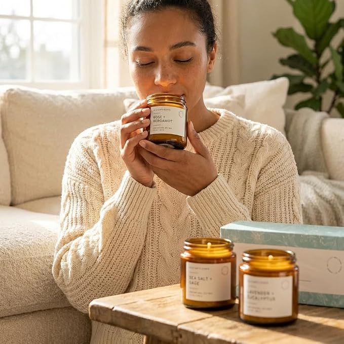 Unboxme Scented Candles Gift Set for Women, 3 Pack Aromatherapy Soy Wax Candles, Hand Poured with Essential Oils for Stress Relief