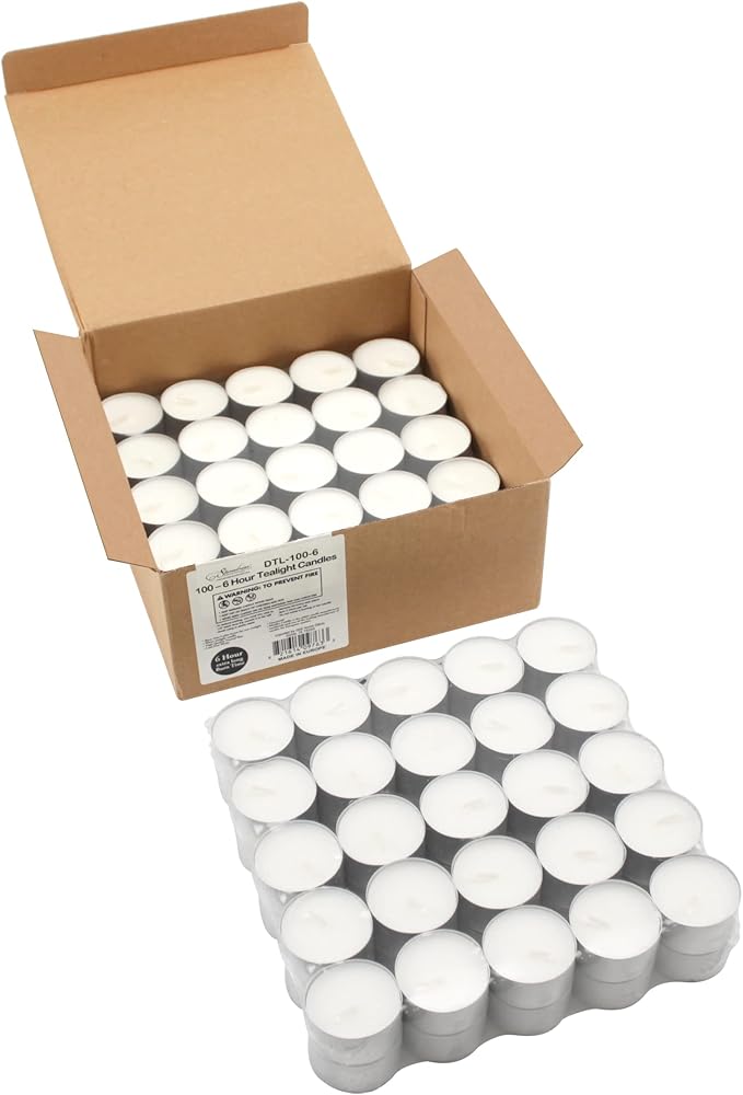 Stonebriar Unscented Long Burning White Tealight Candles, Bulk Pack, 6-7 Hour Burn Time, Smokeless Tealights for Parties, Weddings, Home, 100 Count
