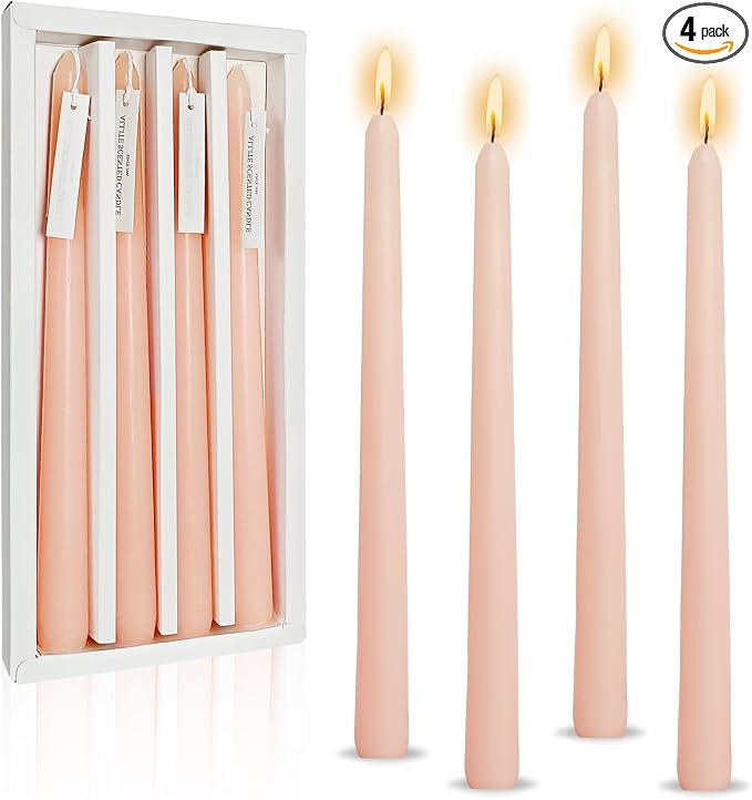 Candlesticks Long Taper Candle,Cappuccino Rose Scented 10 Inches Candle Sticks Smokeless Tapered Candles for Home Décor Holiday Gifts