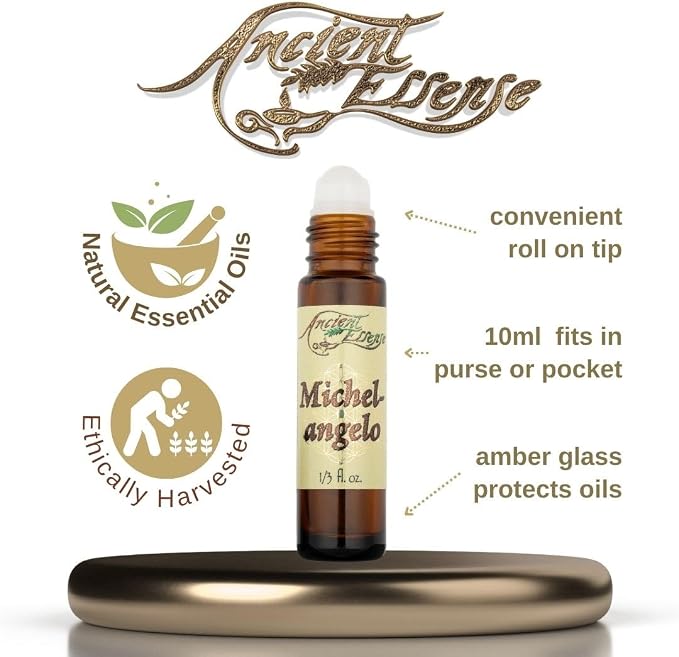 Ancient Essence Michelangelo Essential Oil Roll On Rejuvenates Skin Aromatherapy Calming & Relaxing Therapeutic Grade (1/3 FL OZ)