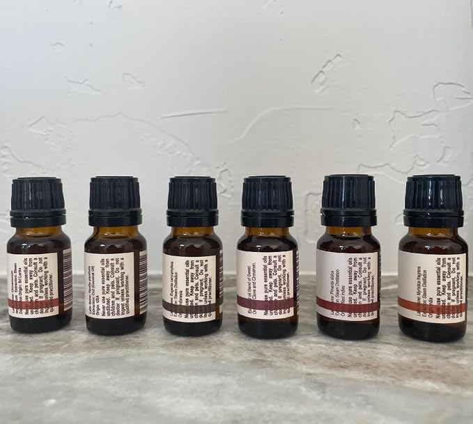 Fabulous Frannie 100% Pure Essential Oil Fall Set - Allspice, Cinnamon, Clove, Nutmeg, Vanilla and Spice Blend .33 Ounce (Pack of 6)