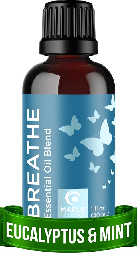 Breathe Essential Oil for Diffuser - Invigorating and Refreshing Breathe Essential Oil Blend with Eucalyptus Peppermint Tea Tree and Mint for Diffusers for Home and Shower Aromatherapy (1 Fl Oz)