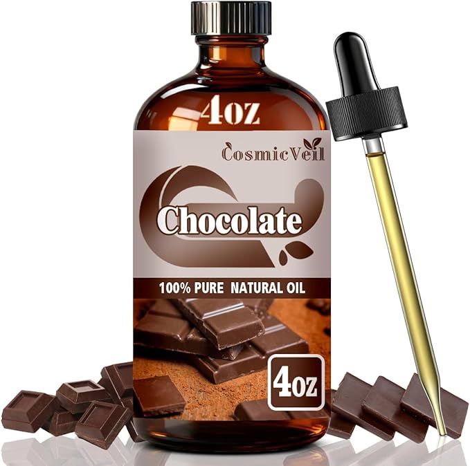 Chocolate Essential Oil for Aroma Diffuser,Humidifier,Home Fragrance,Cleaning,Body Care,Massage,Yoga,DIY Candle,DIY Soap CosmicVeil（Chocolate，4 Fl Oz (Pack of 1)）