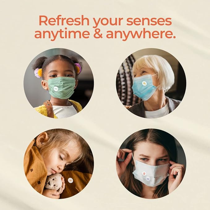 Gya Labs Combo Pack Aroma Mask Patches - Essential Oil Scented Mask Stickers for Face Masks & Pillows, Infused with Essential Oils (5 Packs, 60 Stickers)