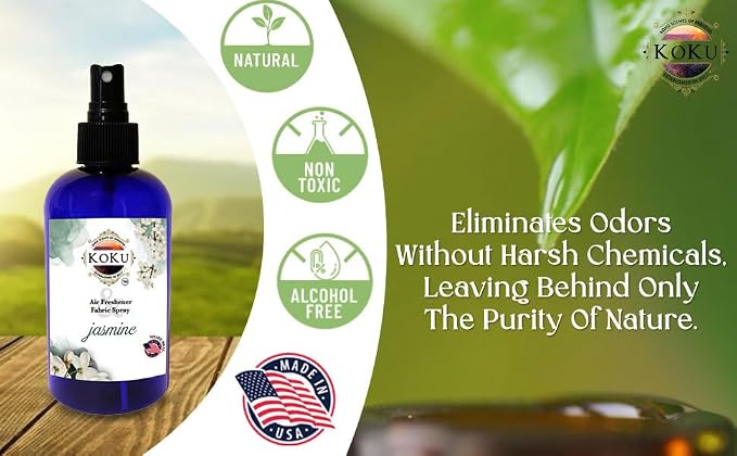 Jasmine Air Freshener - Room Spray - Odor Eliminator - Deodorizer - Car Air Freshener - Home Spray - Linen Spray - Fabric Refresher - Non-Toxic - Alcohol Free – 4 Oz