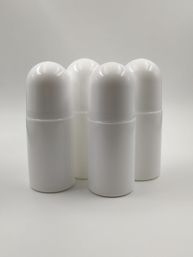 4Packs 30mL/50mL Empty Roll-on Bottle Plastic with Removable Cap for Easy Refills for Homemade Deodorants Essential Oil Blends (50mL)