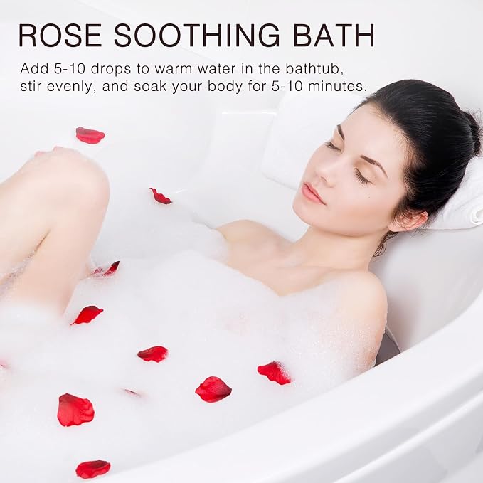 Rose Essential Oil 100ML, 100% Pure Natural Rose Oil for Hair Face Skin Care, Premium Grade Essential Oils for Diffuser, Skin, Care Massage, Yoga, Bath, Soap and Candle Making