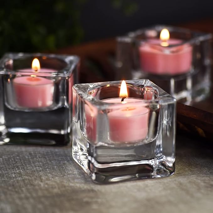 DEYBBY Natural Rose Scented Soy Wax Tealight Candles Bulk, Aromatherapy Luxury Tea Candle Set of 24-4 Hour Burning Great Gift